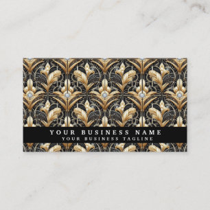 Glam Diamond Black & Gold Art Deco Business Cards