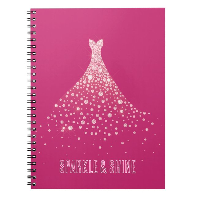 Glam Diamonds Dress Pink Notebook (Front)