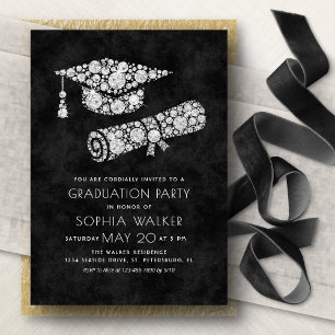 Glam Diamonds Graduation Party Invitation