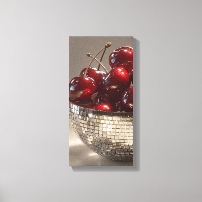 Glam Disco Bowl Cherries Still Life Pop Art  Canvas Print (Front)