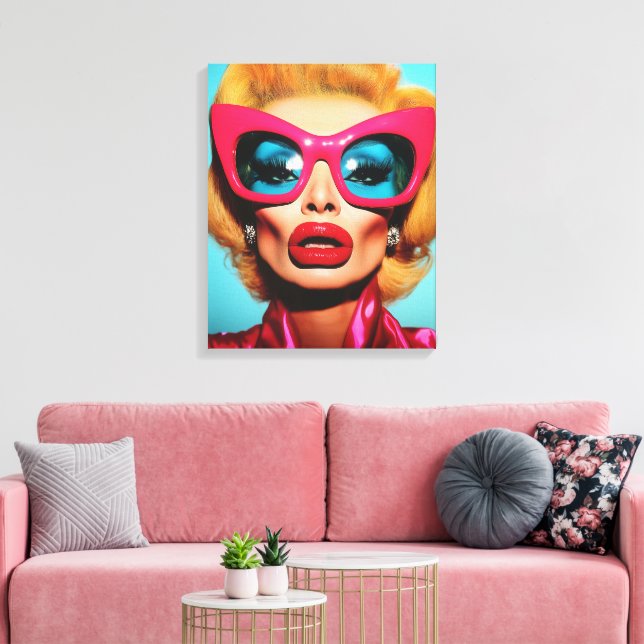 Glam Diva in Retro Shades Canvas Print (Insitu(LivingRoom))