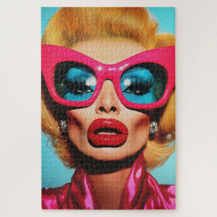 Glam Diva in Retro Shades Jigsaw Puzzle