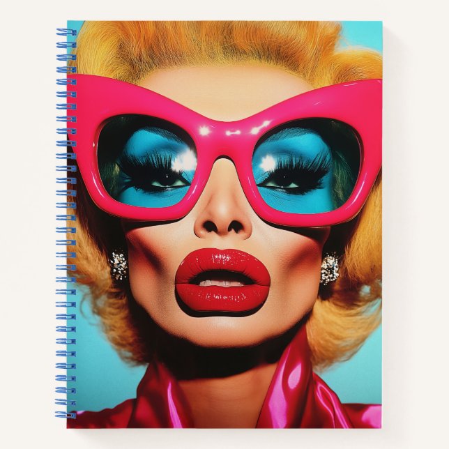 Glam Diva in Retro Shades Notebook (Front)
