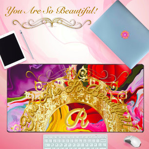 Glam d'or Motivation initiale R Monogramme Abstrai