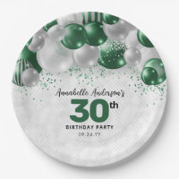 Glam Emerald Green Silver Balloon Glitter Birthday