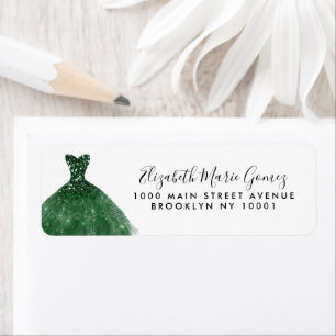 Glam Emerald Green Silver Glitter Gown Quinceanera