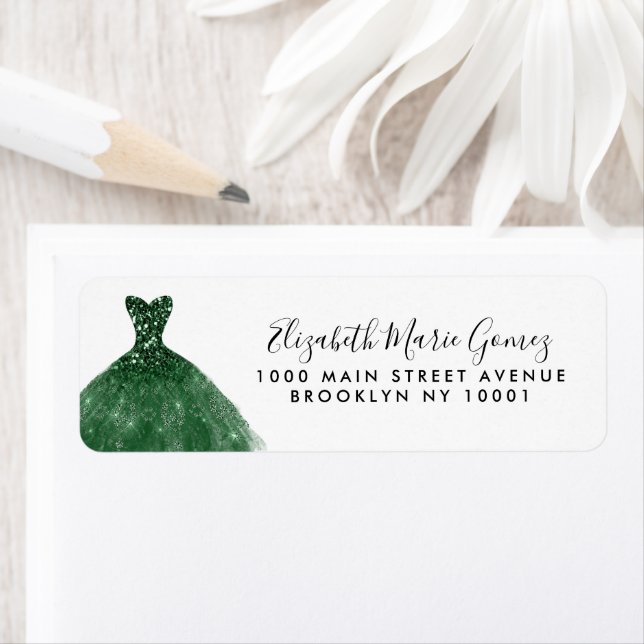 Glam Emerald Green Silver Glitter Gown Quinceanera (Insitu)