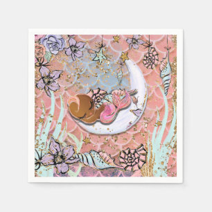 Glam Ethnic Mermaid Baby Shower Birthday Party Napkin