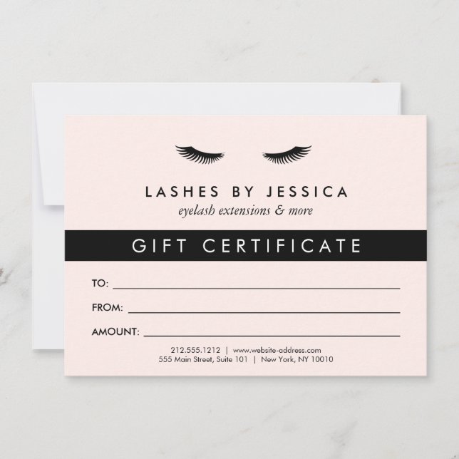 Glam Eyelashes Black and Pink Gift Certificate (Front)
