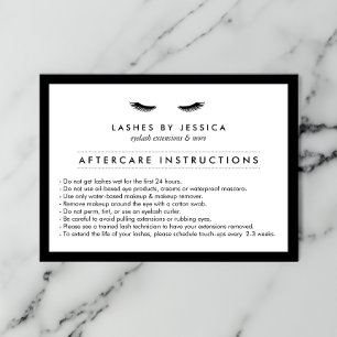 Glam Eyelashes Classic Lash Salon Aftercare Card
