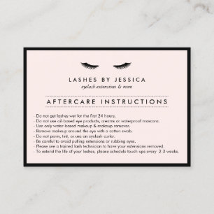 Glam Eyelashes Classic Lash Salon Pink Aftercare Business Card
