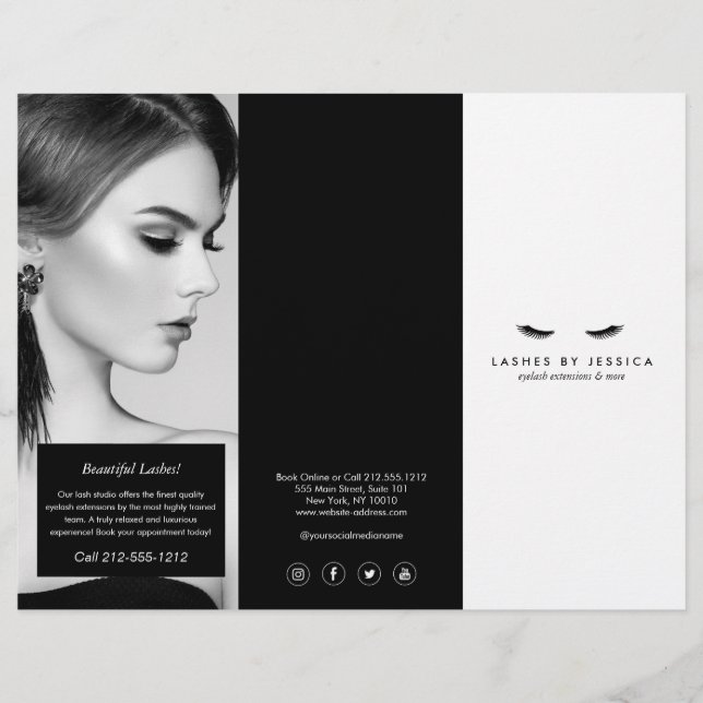 Glam Eyelashes Extensions Salon Tri-Fold Brochure (Front)