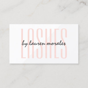 Glam eyelashes modern lash salon blush pink white business card