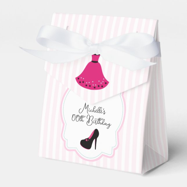 Glam Fashion Diva Birthday Party Guest Favour Favor Box (Front Side)