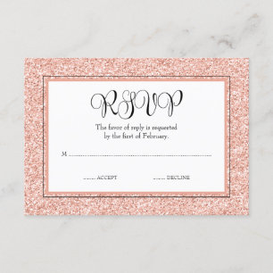 Glam Faux Glitter Rose Gold RSVP Card