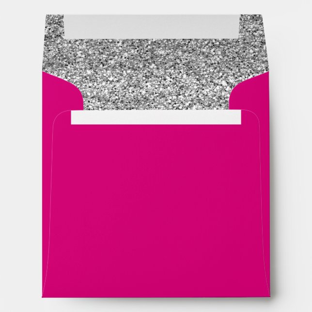 Glam Faux Glitter Silver Pink Envelopes (Back (Bottom))