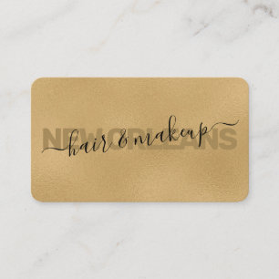 Glam Faux Gold Foil Calligraphy Hair Stylist Business Card