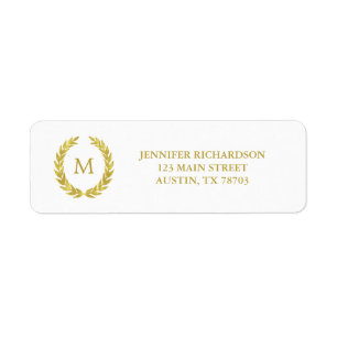 Glam Faux Gold Foil Laurel Wreath Monogram Mariage