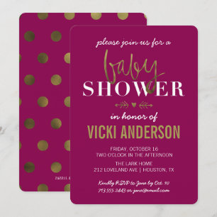 Glam Faux Gold Modern Baby Shower Invitations