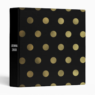 Glam Faux Gold Polka Dot Custom 3 Ring Binder