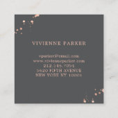 Glam Faux Rose Gold Look on Charcoal Grey Square Business Card (Back)
