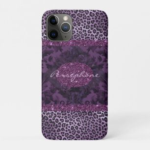 Glam faux sparkle with black and purple iPhone 11 pro case