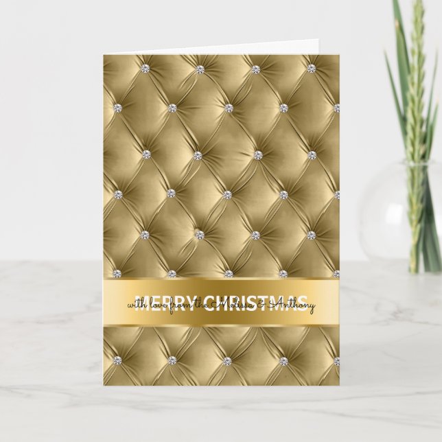 Glam Faux Velvet Gold Christmas Holiday Card (Front)