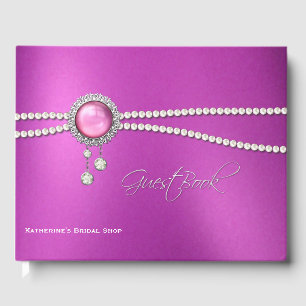 Glam Fuchsia and Pearls Guest Book