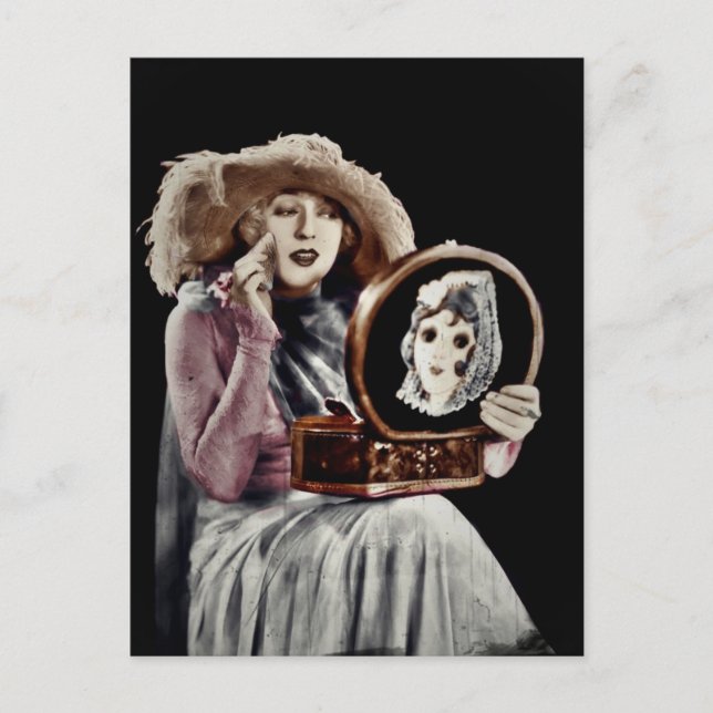 Glam Gal Looking in Mirror Postcard (Front)