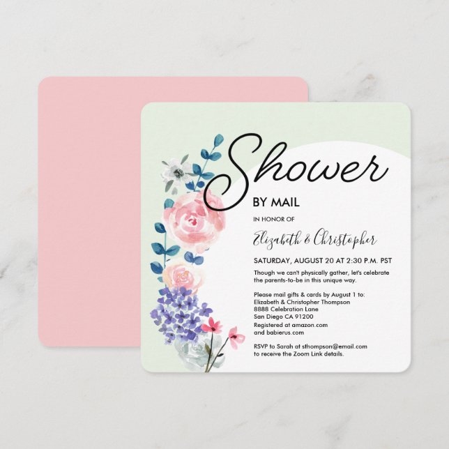 Glam Gender Neutral Whimsical Baby Shower by mail Invitation (Front/Back)