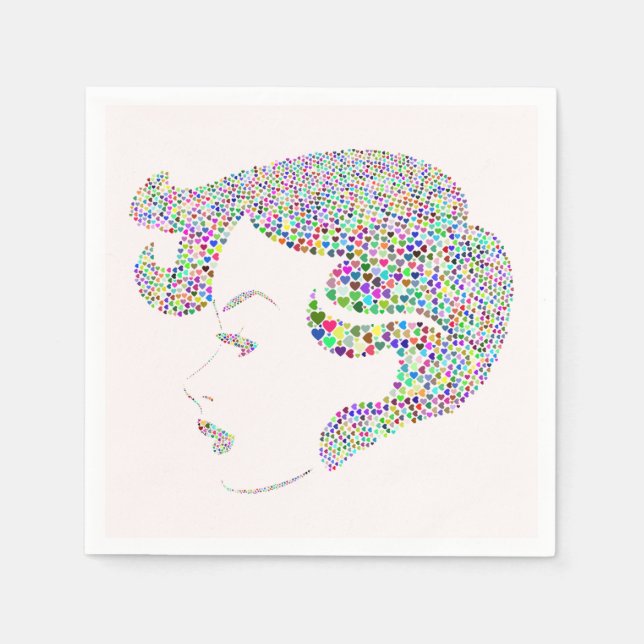 Glam girl with hearts napkin (Front)