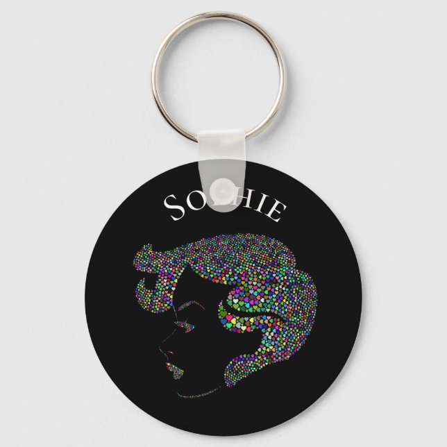 Glam girl with hearts personal name keychain (Front)