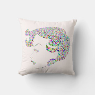 Glam girl with hearts throw pillow