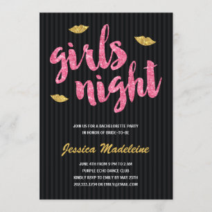 Glam Girls Night Glitter Look Bachelorette Party Invitation