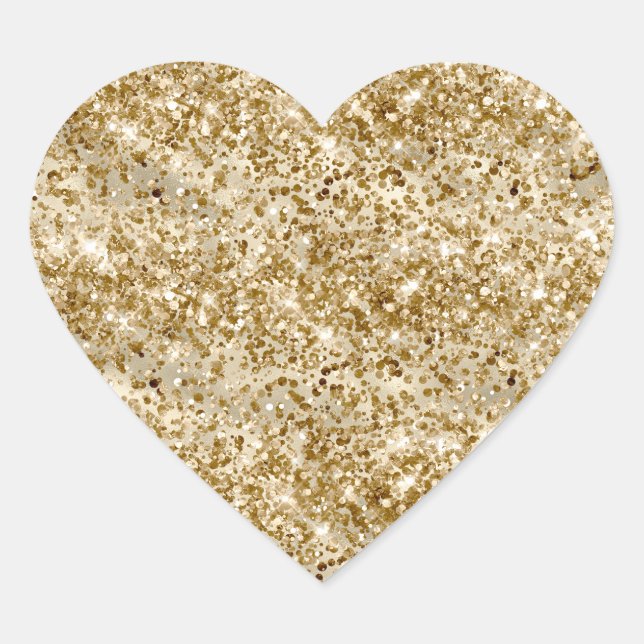 Glam Girly Gold Glitter Sparkle Confetti Heart Sticker (Front)