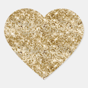 Glam Girly Gold Glitter Sparkle Confetti Heart Sticker