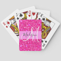 Glam Girly Hot Pink Glitter Sparkles Name Monogram