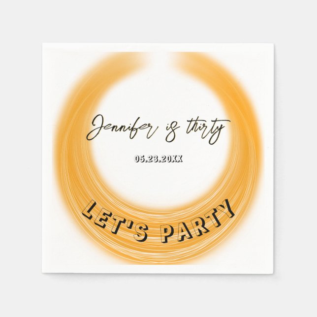 Glam Girly Photo Script 20 30 40 th Birthday Party Napkin (Front)