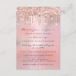 Glam Glitter Drips Rose Gold Bridal Sweet 16th Invitation