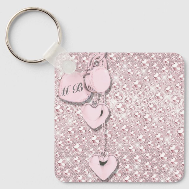 Glam Glitter Girly Pink Keychain (Front)