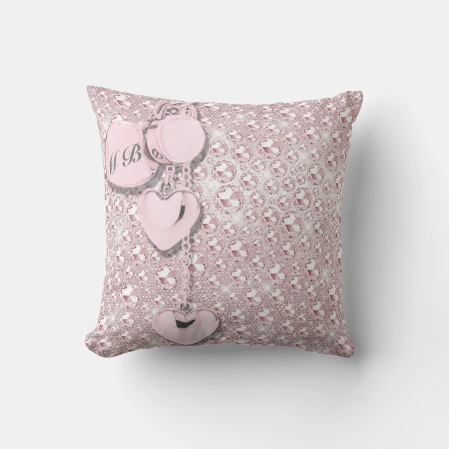 Glam Glitter Girly Pink Throw Pillow (Front)