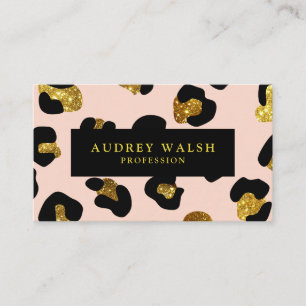 Glam Glitter Gold Blush Leopard print Luxury Business Card