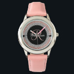 Glam Glitter Look Rose Gold Diamond Monogram  Watch<br><div class="desc">This design may be personalized in the area provided by changing the photo and/or text. Or it can be customized by clicking Personalize this Template and then choosing the click to customize further option and delete or change the colour of the background, add text, change the text colour or style,...</div>