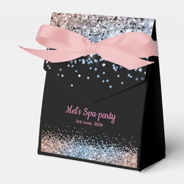 Glam glitter pink and black favor box (Front Side)
