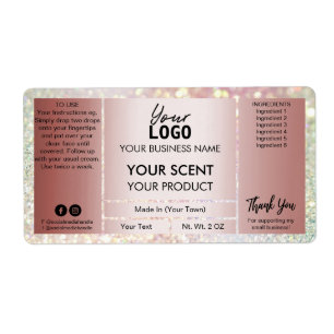 Glam Glitter Rose Gold Product Labels