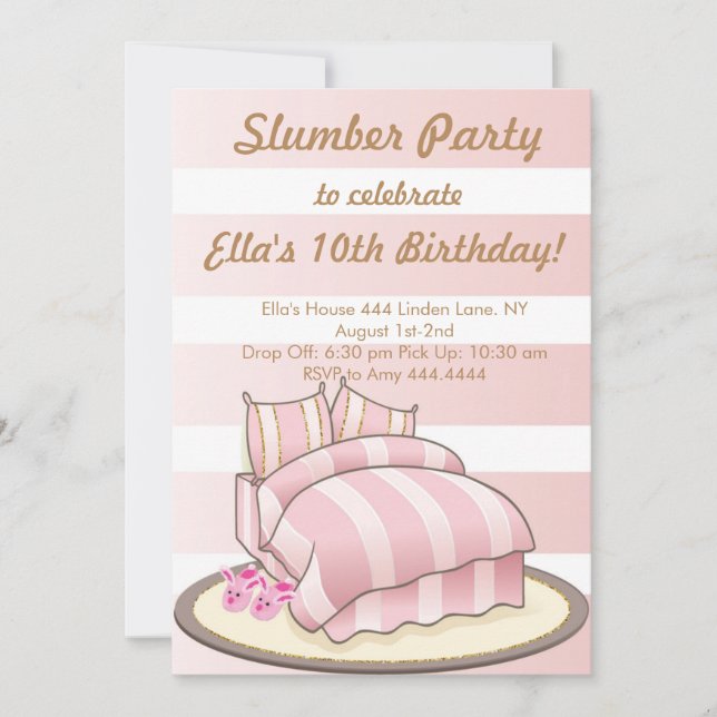 Glam Glitter Slumber Party Birthday Invitations (Front)