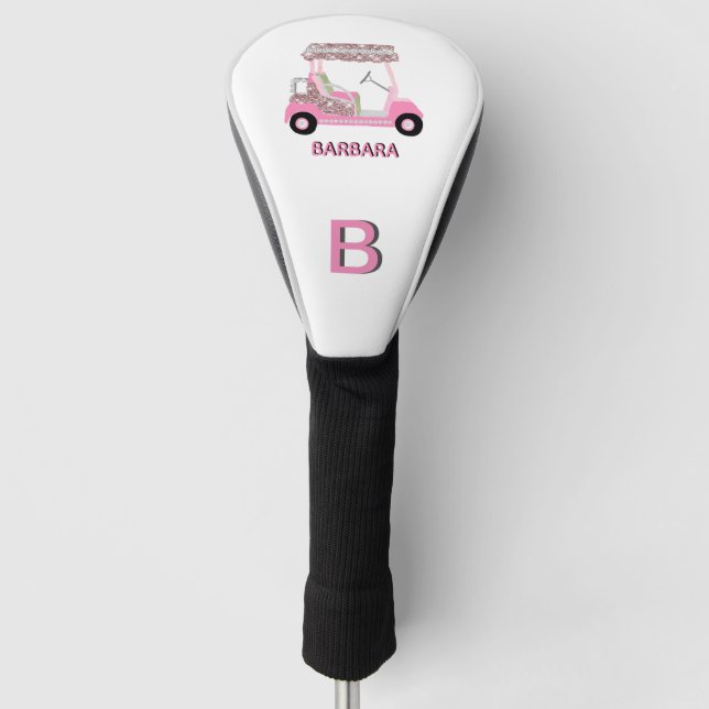 Glam Glitz Monogram Rose Gold Diamond Cart  Golf Head Cover (Front)