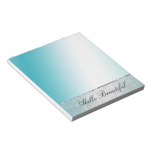 Glam Glitzy Aqua Ombre Sparkle  Notepad