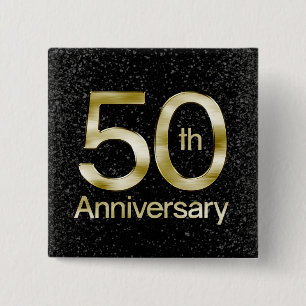 Glam Gold 50th Anniversary 2 Inch Square Button