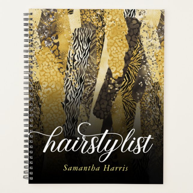 Glam Gold Animal Prints Hairstylist Planner (Front)